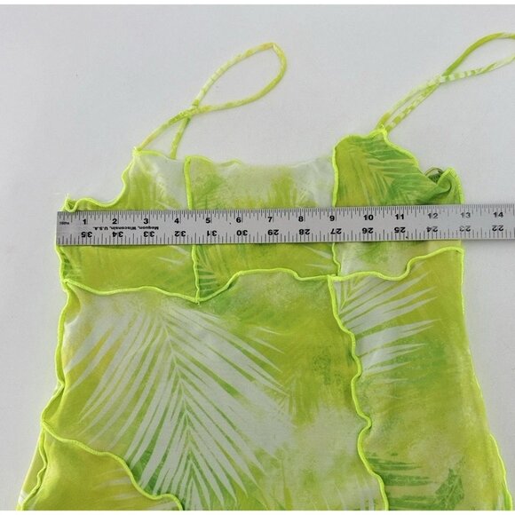 Bershka Mesh Palm Print Cami Mini‎ Dress Size M Summer Boho Festival - Picture 10 of 12